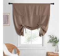 NICETOWN Rideaux de fenêtre Courts à Nouer avec Passe-Tringle pour Cuisine, café, Chambre d'enfant, buanderie, Salle à Manger, 1 pièce, 132,1 x 160 cm (l x L), Cappuccino