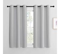 NICETOWN Rideaux et Draperies Intérieurs Occultant Thermique Court Petit Panneaux à Oeillets Decoration Chambre Maison Cuisine, L107xH120cm, Gris Clair, 2 Pièces