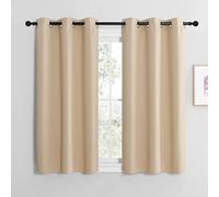 NICETOWN Rideaux et Draperies Intérieurs Occultant Thermique Court Petit Panneaux à Oeillets Decoration Chambre Maison Cuisine, L107xH137cm, Beige Foncé, 2 Pièces