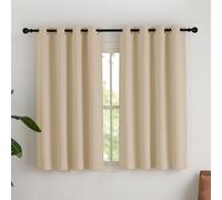NICETOWN Rideaux et Draperies Intérieurs Occultant Thermique Court Petit Panneaux à Oeillets Decoration Chambre Maison Cuisine, L140xH145cm, Beige Foncé, 2 Pièces