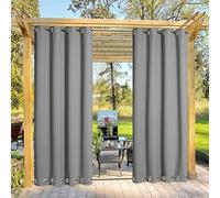 NICETOWN Rideaux lestés d'extérieur pour terrasse, imperméables, haut et bas, œillets en acier inoxydable, poids lourds, coupe-vent, blocage de la lumière du soleil, pour garder l'intimité pour pergola, gris argenté, 1 pièce, 132,1 x 213,4 cm