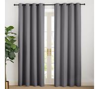 NICETOWN Rideaux Occultant Thermiques, Décoration de Fenêtre Draperies à Oeillets Isolation Lumineux Anti UV Tissu Doux pour Maison Chambre, L140 x H200cm, Gris Foncé, Lot de 2