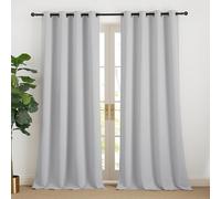 NICETOWN Rideaux Occultants Décoration de Fenêtre Double Draperies à Oeillets Isolation Lumineux Tissu Opaque pour Maison Chambre Salon, L 140 x H 240 cm, Gris Clair, Lot de 2