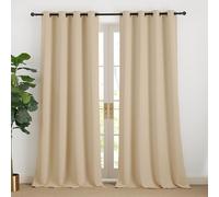 NICETOWN Rideaux Occultants Thermique Anti Froid à Oeillets de Fenêtre Tissu Opaque Lumineux Bloquer Decoration pour Chambre Salon, L140xH240 cm, Beige Foncé, Lot de 2