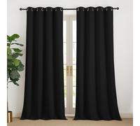 NICETOWN Rideaux Occultants Thermique Anti Froid à Oeillets de Fenêtre Tissu Opaque Lumineux Bloquer Isolation du Chaud pour Chambre Salon, L 140 x H 240 cm, Noir, Lot de 2