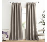NICETOWN Rideaux Occultants Thermique Anti Froid Galon Fronceur de Fenêtre Tissu Opaque Lumineux Bloquer Decoration pour Chambre Salon, L140xH240 cm, Beige Gris, Lot de 2