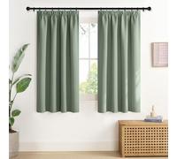 NICETOWN Rideaux Occultants Thermique Court, Décoration de Fenêtre Rideau Draperies Galon Fronceur Isolation Lumineux Tissu pour Maison Chambre, L 140 x H 160 cm, Sauge Vert, Lot de 2