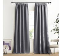 NICETOWN Rideaux Occultants Thermique Galon Fronceur de Fenêtre Tissu Opaque Lumineux Bloquer Isolation du Froid et Chaud pour Chambre Salon, L 140 x H 240 cm, Gris Foncé, Lot de 2