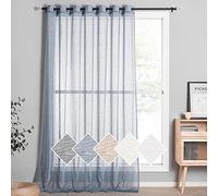 NICETOWN Rideaux semi-transparents en lin de 241,3 cm de long, rideau de porte coulissante extra large avec filtre de la lumière pour le salon, la chambre d'amis, 1 panneau, 254 cm de large, brume marine