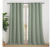 NICETOWN Rideaux Thermique de Fenêtre Draperies à Oeillets Lumineux Bloquer Anti UV pour Decoration Maison Chambre, 140cm Largeur sur 240 Hauteur, Sauge Vert, 2 Pièces