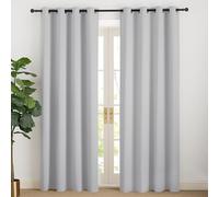 NICETOWN Rideaux Thermique de Fenêtre Draperies Occultant à Oeillets Lumineux Bloquer Anti UV pour Decoration Maison Chambre, 140 cm Largeur sur 200 Hauteur, Gris Clair, 2 Pièces