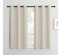 NICETOWN Rideaux Thermiques Panneaux Décoration de Petite Fenêtre à Oeillets Tissu Doux Lumineux Bloquer pour Chambre Maison Cuisine, L 107 x H 137 cm, Beige Clair, Lot de 2