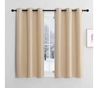 NICETOWN Rideaux Thermiques Panneaux Décoration de Petite Fenêtre à Oeillets Tissu Doux Lumineux Bloquer pour Chambre Maison Cuisine, L 107 x H 120 cm, Beige Foncé, Lot de 2
