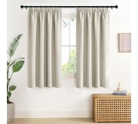 NICETOWN Rideaux Thermiques Panneaux Décoration de Petite Fenêtre Galon Fronceur Tissu Doux Lumineux Bloquer pour Chambre Maison Cuisine, L 140 x H 137 cm, Beige Clair, Lot de 2