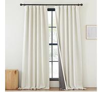 NICETOWN Rideaux thermiques plissés en faux lin épais 100 % occultants pour chambre à coucher, rideaux occultants et insonorisants pour salon, naturel, 127 x 213,4 cm, 1 panneau