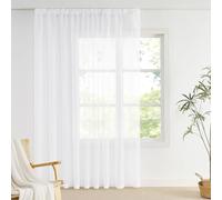 NICETOWN Rideaux Voilages Blanc Lot de 1, 300x260cm (Largeur x Hauteur) Galon Fronceur, Semi-Transparent Lumineux pour Porte Salon Chambre Maison, Décoration Fenêtre