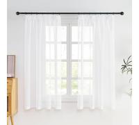 NICETOWN Rideaux Voilages Blanc Lot de 2, 140x145cm (Largeur x Hauteur) Galon Fronceur, Semi-Transparent Lumineux pour Cuisine Chambre Maison, Décoration Fenêtre