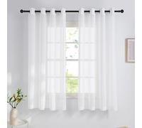 NICETOWN Rideaux Voilages Blanc Lot de 2, 140x160cm (Largeur x Hauteur) à Oeillets, Semi-Transparent Lumineux pour Cuisine Chambre Maison, Décoration Fenêtre