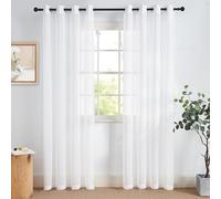 NICETOWN Rideaux Voilages Blanc Lot de 2, 140x225cm (Largeur x Hauteur) à Oeillets, Semi-Transparent Lumineux pour Porte Salon Chambre Maison, Décoration Fenêtre