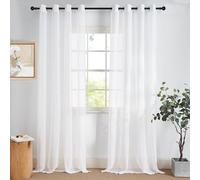 NICETOWN Rideaux Voilages Blanc Lot de 2, 140x245cm (Largeur x Hauteur) à Oeillets, Semi-Transparent Lumineux pour Porte Salon Chambre Maison, Décoration Fenêtre