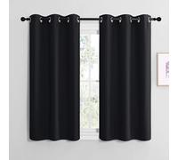 NICETOWN Rideauxs Fenetre Thermique Occultant Court, Petit Draperies à Oeillets Lumineux Bloquer Decoration pour Cuisine Chambre, Largeur 107 x Hauteur 137 cm, Noir, 2 Pièces