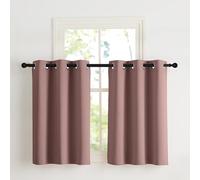 NICETOWN Rideauxs Occultant Court Thermique Petit Draperies à Oeillets Lumineux Bloquer Decoration pour Cuisine Chambre, Largeur 107 x Hauteur 90 cm, Haricot Rose, 2 Pièces