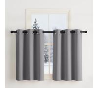 NICETOWN Rideauxs Occultant Court Thermique Petit Panneaux Draperies à Oeillets Lumineux Bloquer Decoration pour Cuisine Chambre, Largeur 107 x Hauteur 90 cm, Gris Foncé, 2 Pièces