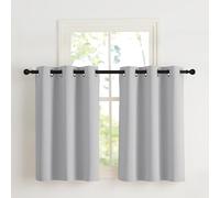 NICETOWN Rideauxs Occultant Court Thermique Unicolore Petit Draperies à Oeillets Lumineux Bloquer Decoration pour Cuisine Chambre, Largeur 107 x Hauteur 90 cm, Gris Clair, 2 Pièces