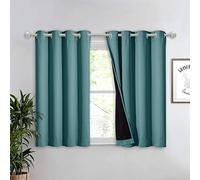 NICETOWN Small 100% Blackout Curtain with Black Liner, Thermal Insulated 2-Layer Lined Drape, Energy Efficiency Small Window Drapery for Dining Room (Sea Teal, 1 Panel, 52-inch W by 45-inch L)
