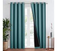 NICETOWN Store 100% occultant, Rideaux de Traitement de fenêtre pour décoration de buanderie, Rideaux à Isolation Thermique et à économie d'énergie pour Villa, Couloir et Studio, Bleu Sarcelle, 1
