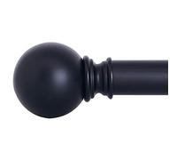 NICETOWN Tringle à rideaux noire pour fenêtres de 71,1 à 121,9 cm, diamètre de 3,8 cm, réglable, design final moderne, tringle à rideaux décorative, noir mat