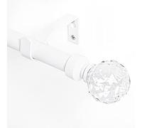 NICETOWN Tringle à rideaux réglable noire de 2,5 cm de diamètre avec embouts à boules à facettes - Tringle à rideaux décorative - 71,1 à 121,9 cm de long - Blanc mat
