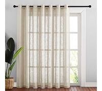 NICETOWN Voilage Extra Large en Faux Lin - 254 cm de Large, œillets verticaux Semi-Transparents avec Filtre de lumière pour décoration de Patio/Porche (213,4 cm de Long, Taupe, 1 Panneau)