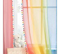 NICETOWN Voilage Rideaux Enfant - Rideau Intérieurs Decoration Chambre Fille Enfant Maison Fenêtre Arc-en-Ciel Moderne Demi-Transparent, 132 x 245 cm, 2 Panneaux