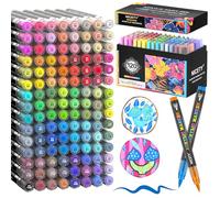NICETY 120 Feutres Acryliques à Pointe Pinceau - Marqueurs Peinture à l'Eau Multi-Supports pour Pierre, Bois, Céramique, Verre - Pointe Flexible 1-6mm pour Artistes, Débutants et Adultes