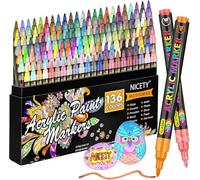 NICETY 136 Feutre Acrylique Peinture stylo - marqueur peinture acrylique Verre pour Bois, Toile, Verre, Céramique - Acrylic Paint Marker à base d'eau à 0,7 mm Extra Pointe Fine