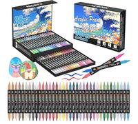 NICETY 72 Couleurs Feutres Acryliques - 36 Marqueurs Double Pointe Double Couleur pour Pierre, Bois, Verre, Céramique - Acrylic Paint Markers à Base d'Eau Résistants