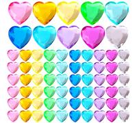 Niceup Lot de 170 petites pierres précieuses en plastique en forme de cœur - 2,5 cm - Dos plat - Mini cœurs en acrylique translucide - Compteur de mathématiques - Jouets sensoriels pour Saint-Valentin