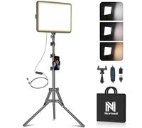 NiceVeedi Éclairage de photographie, 2800-6500 K à intensité variable avec trépied et support de téléphone, lumière vidéo de 185,4 cm pour enregistrement vidéo/photographie/streaming en direct/YouTube