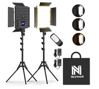 NiceVeedi Lot de 2 lampes de studio bicolores 36 W 2700-6500 K CRI 95+, kit de lumière vidéo LED réglable avec télécommande et support de trépied de 72 pouces, éclairage d'enregistrement