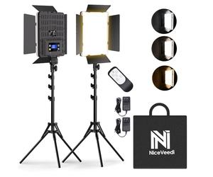 NiceVeedi Lot de 2 lampes de studio bicolores 36 W 2700-6500 K CRI 95+, kit de lumière vidéo LED réglable avec télécommande et support de trépied de 72 pouces, éclairage d'enregistrement
