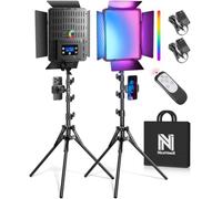 Niceveedi Lumiere Photo RGB 15 inch, 2x40W Lampes Vidéo LED avec Support, Panneau Lumineux de Studio Coloré 2700K-6500K avec Modes RGB/CCT/HSI/SCÈNE pour Youtube/TikTok/Streaming en Direct/Jeux