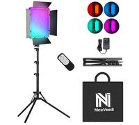 Niceveedi Lumiere Photo RGB 15 inch, Éclairage Studio Photo 40W avec Support, Panneau LED à Intensité Variable 2700K-6500K avec 20 Scènes, Modes RGB/CCT/HSI pour Youtube/Streaming/Direct/Jeux