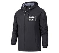 Nicevhljac Veste de pluie personnalisée pour homme, imperméable, légère, imperméable, impression texte, image, logo photo, Noir , XXL