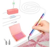 NICEWAT Stylo de peinture diamant électrique, kit d'accessoires de peinture diamant, stylo de peinture diamant E avec 2 têtes de rechange, rechargeable sous vide, stylo de peinture diamant pour art
