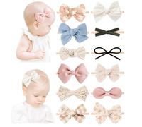 Niceye Lot de 12 bandeaux et nœuds pour bébé, faits à la main, extensibles, pour nouveau-nés, tout-petits