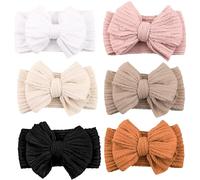 Niceye Lot de 6 bandeaux faits à la main en nylon doux et extensible avec nœuds pour nouveau-né, bébé, petite fille