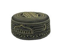 NICEYEA Chapeau de prière musulmane masculin avec broderie Kufi Rond Broderie Ramadan Casquette Turquie Crâne Casquette Prayer Namaz Beanie Turc Arabe Islamique Hijab Islam Homme Broderie Chapeau, Or