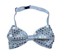 NiceYnn 1Pc Nœud Papillon Noué Réglable Formel Satin Paillette Plusieurs Couleurs pour Homme Enfant Mariage Fête Costume Carnaval Halloween Paillette Argenté