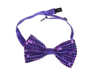NiceYnn 1Pc Nœud Papillon Noué Réglable Formel Satin Paillette Plusieurs Couleurs pour Homme Enfant Mariage Fête Costume Carnaval Halloween Paillette Violet